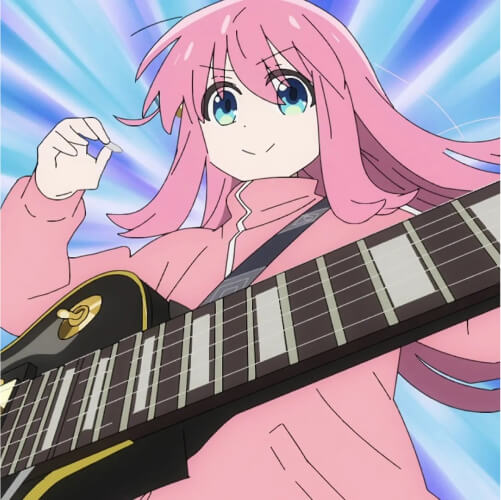 bocchi holding her guitar feeling confident